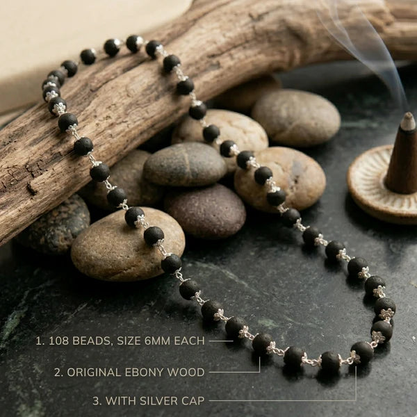 Karungali Malai Silver Cap Necklace