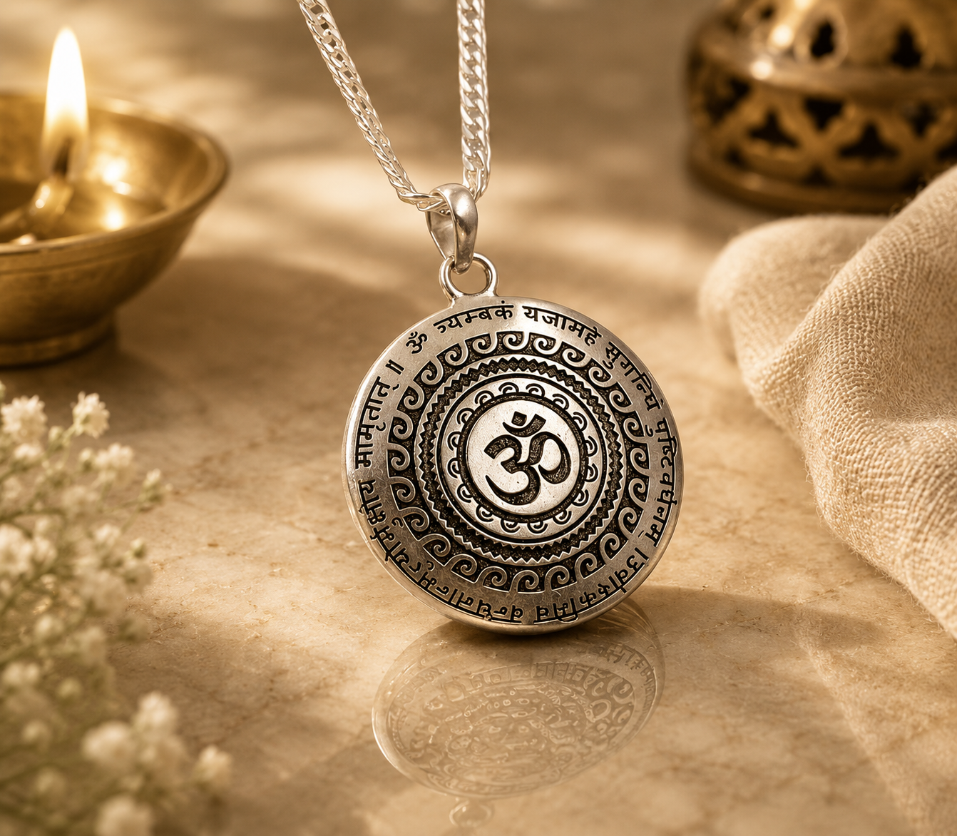 Siddh Maha Mrityunjaya Mantra Pendant (With Chain)