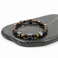 Triple Protection Bracelet — Tiger Eye, Hematite & Black Obsidian