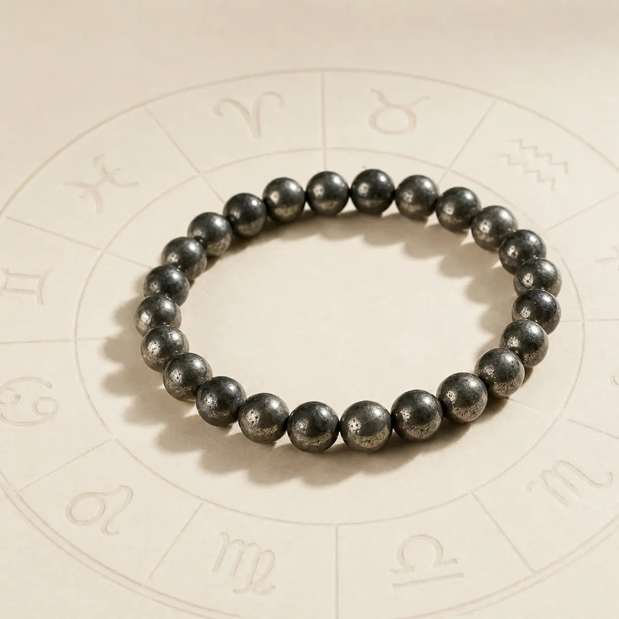 Pyrite Natural Stone Bracelet with metallic sheen beads by Maniara