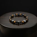 Triple Protection Bracelet — Tiger Eye, Hematite & Black Obsidian